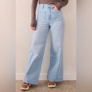 Light Blue High-Rise Wide Leg Jeans - Women's